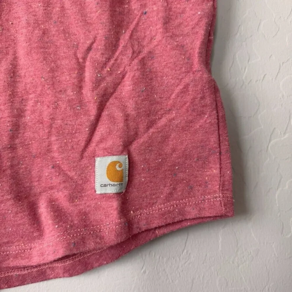 Carhartt Large Pink‎ Confetti VNeck Short Sleeve Tee Shirt - Picture 5 of 5